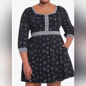 NEW Hot Topic Black &  Gray Shadow & Bone Whimsigoth Gothic Dark  Dress Size XL